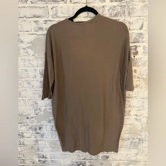 Bobi | Tan 3/4 Sleeve Knit Gauze Top - Picture 3 of 6